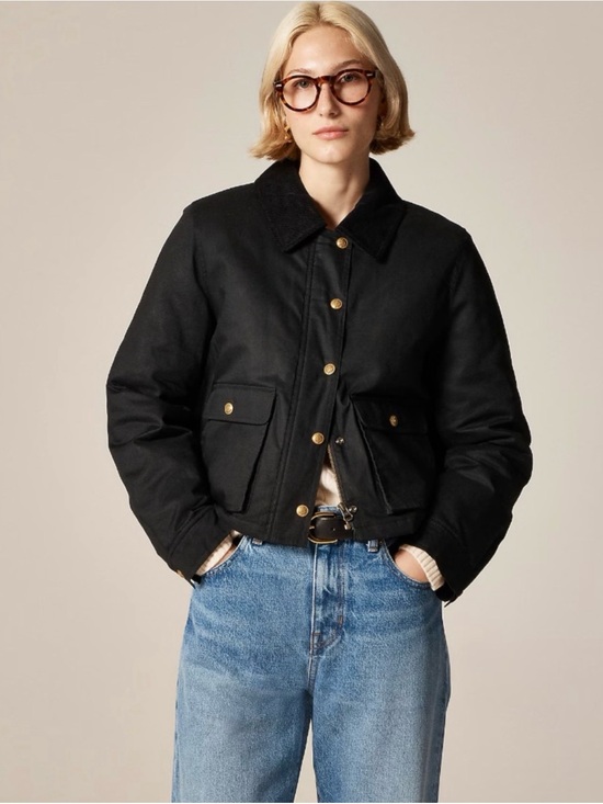J. Crew Jackets & Blazers - NWT J.Crew Cropped Barn Jacket in Black Ripstop Cotton